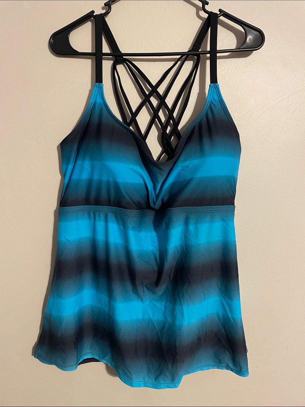 Blue Ombre Strappy One-Piece Swim Dress